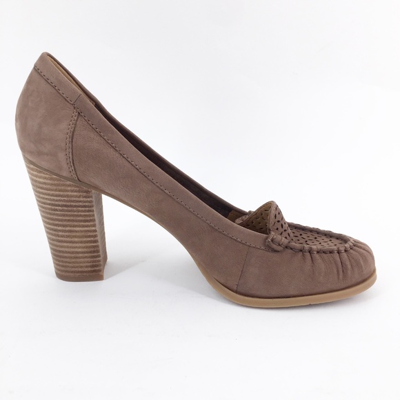 NINE WEST Taupe Narvik Leather Loafer Pump Size 10 - Picture 6 of 6